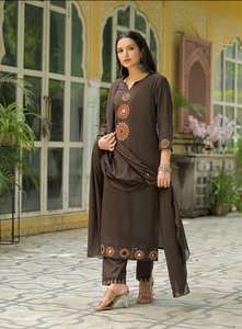 <b>Women</b> Cotton Heavy Embroidery <b>Kurti</b> Pant Dupatta Set | Lightweight Ethnic Daily Wear | Party Wear - Product Image 5