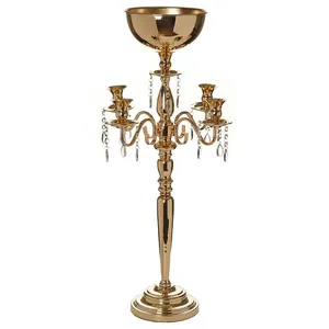4臂烛台，金属金银5支烛台欧式烛台，用于晚餐婚礼家居装饰