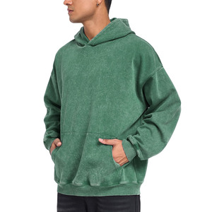 Streetwear personnalisé brodé avec logo lourd 100% polyester Vintage de haute qualité surdimensionné délavé à l'acide Patchwork sweats à capuche à fermeture éclair - Product Image 4