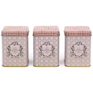 ชุดกระป๋องโลหะสี่เหลี่ยม-87x87x125มม. (ชุด3) ลายสีดอกกุหลาบ - Product Image 1