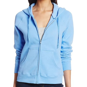 Sudadera con capucha y cremallera completa de lana de algodón para mujer, ropa de calle de manga larga con logotipo personalizado para deportes de invierno - Product Image 1