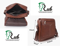RUB INTERNATIONAL Tas Selempang Pria Tahan Air dari Kulit PU yang Tahan Lama dengan Resleting Kapasitas Besar Portabel untuk Perjalanan dan Kerja.