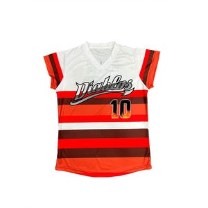 Personalizado nuevo diseño transpirable béisbol cuello en V Jersey al por mayor de alta calidad sublimación Softball señoras Jersey - Product Image 3