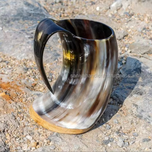Saniya Artesanías Cuerno de búfalo natural Jarra de cerveza Pulido Estilo vikingo Cuerno de buey Cuerno para beber Estilo animal Artesanías naturales - Product Image 2