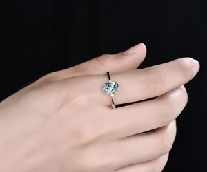 การออกแบบคลาสสิกMoss Agate Minimalist 925 เงินสเตอร์ลิงผู้หญิงงานแต่งงานหมั้นของขวัญวันวาเลนไทน์แหวนขายส่งจํานวนมาก - Product Image 5