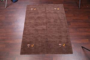 Handmade hand knotted Contemporary Coffee Brown Gabbeh lori baft Oriental wool Rug for Living room office commercial - Product Image 4