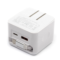 Chargeur mural USB C GaN 40W avec câble rétractable intégré, adaptateur secteur de voyage, charge rapide, prise US EU UK pour ordinateur portable, téléphone, tablette