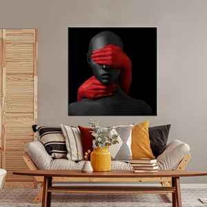 Impresión en Lienzo de Retrato de Mujer Moderna: Elegante Decoración de Halloween, Lienzo Enrollado - Product Image 1