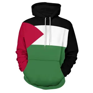 Sweat à capuche en molleton 100 % coton pour homme, poids lourd 420 g, haute qualité, personnalisable, avec drapeau palestinien brodé et imprimé en relief, hiver - Product Image 1
