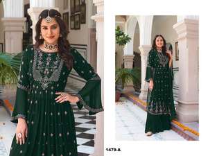 La mejor tela última colección Heavy Faux Georgette Salwar Kameez con Dupatta con bordado trabajo indio exportador y proveedor - Product Image 2