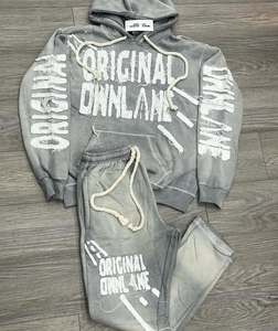 Vêtement d'hiver pour homme, coupe ample, imprimé délavé à l'acide, uni, entièrement délavé, doublé en polaire, respirant, coupe-vent, grande taille, streetwear - Product Image 3