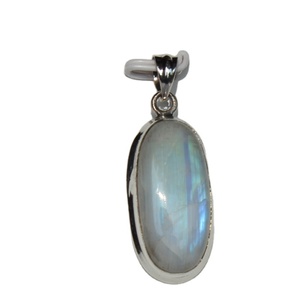 Colgante de Cabujón de Piedra Lunar Azul con Precio de Mayoreo, Plata de Ley 925, Estilo Bohemio, Chapado en Rodio, Dijes Certificados por Terceros - Product Image 4