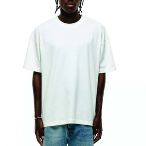 Camiseta 100% de algodón para hombre, camiseta cuadrada de lujo de gran tamaño con hombros caídos, diseño de logotipo personalizado, ropa de calle en blanco, camiseta boxy - Product Image 1