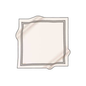 Pañuelo cuadrado de crepé de seda satinado Off-White con marco estampado - Product Image 1