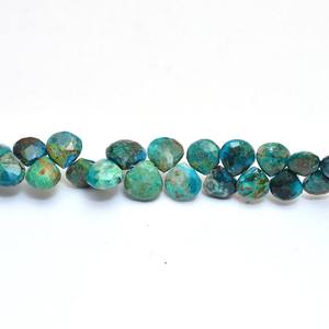 Perles de chrysocolle facettées en forme de cœur, 9 mm-11 mm, pierres précieuses semi-précieuses naturelles, perles en vrac pour bijoux - Product Image 4