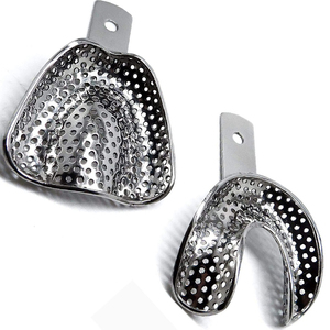 ถาดพิมพ์ฟันด้านบนเล็กใหญ่ปกติมีรูพรุนทำจากสแตนเลสด้านบนและด้านล่างถาดการแสดงผลทางทันตกรรม - Product Image 1