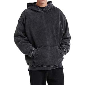 Men <b>Black</b> Acid Wash <b>Hoodie</b> 100% Cotton Men Pullover Streetwear Oversized Vintage Washed Hoodies - Product Image 2