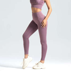 Recién llegado, mallas para correr de alta calidad para mujer, pantalones de entrenamiento sólidos elásticos de cintura media para deportes, Fitness, correr, venta al por mayor - Product Image 2