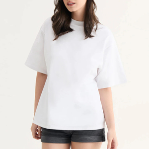 T-shirts pour femmes de grande taille, surdimensionnés, de qualité supérieure, à finition brillante, en tissu de coton respirant, coupe ample, streetwear d'été, 180g - Product Image 2