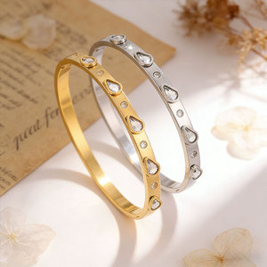 ขายส่งกำไลข้อมือและกำไลแฟชั่นสแตนเลสสตีล 316L ชุบทอง 14k 18k ประดับเพชรซิร์คอน รูปทรงหยดน้ำ สำหรับผู้หญิง - Product Image 2