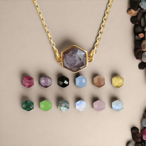 Conector de bisel de piedras preciosas de rubí facetado hexagonal de Plata de Ley 925 para hacer collar joyería oro Vermeil al por mayor - Product Image 5