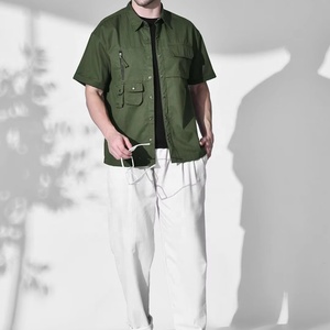 Camiseta de hombre con etiqueta personalizada, bolsillos cargo, efecto lavado, estilo urbano, lisa, al por mayor, vintage, tipo chaleco, con hombros caídos - Product Image 6
