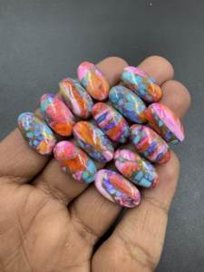 Rosa ostra cobre turquesa suave forma ovalada cabujón de alta calidad piedra preciosa suelta para la fabricación de joyas 12x24mm lote al por mayor - Product Image 3