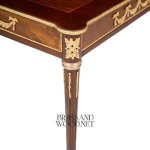 Mesa de Centro Rectangular de Lujo con Incrustaciones de Madera Intrincadas, Elegantes Detalles Dorados, Diseño Europeo Clásico - Product Image 5