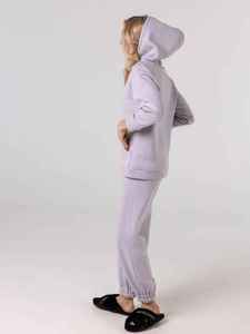 Ensemble de survêtement décontracté deux pièces vert sauge pour femme : sweat à capuche épais et pantalon de jogging à revers assorti – OEM ODM - Product Image 5