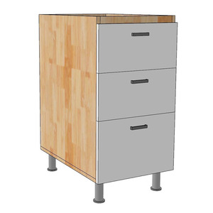 Module d'armoire de cuisine moderne de 40 cm avec 3 tiroirs MTBD010, doté de matériaux en acier inoxydable et en bois massif - Product Image 1