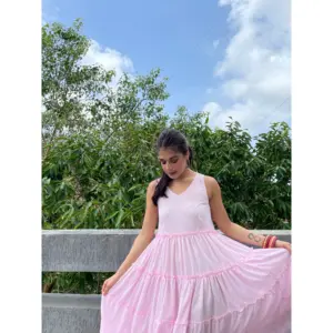 Magnifique robe maxi florale rose élégante en rayonne de haute qualité, longueur au sol, printemps, été, automne, fêtes, taille 5XL, froncée - Product Image 2