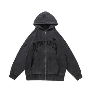 Ropa de calle para hombre con cremallera de gran tamaño Sun Faded Hoodies 100% sudaderas con capucha de algodón con marca y etiqueta personalizada - Product Image 4