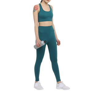 Conjunto de Yoga deportivo de cintura alta elástica para mujer y gimnasio Fitness Wear Super suave transpirable de talla grande conjunto de Yoga de Color sólido - Product Image 5