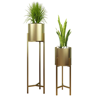 DECORHAAT Pot Bunga Logam Modern Standar dengan Set 3 Penyangga untuk Rumah & Taman Berlapis Bubuk