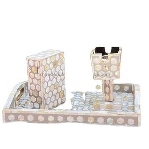 เครื่องประดับทางศาสนาสุดหรูสำหรับเทศกาลรอมฎอน ของขวัญสุดพิเศษ กลิ่นหอมอันสง่างาม ชุดเตาเผาบาคูร์และถาดใส่เทียนไขมุก - Product Image 4