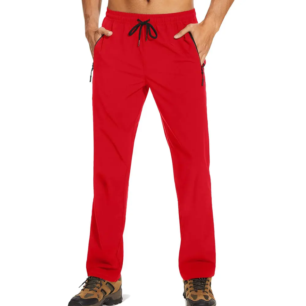 กางเกงผู้ชายสีแดงกางเกงผ้าฝ้ายมีเชือกดึงสำหรับผู้หญิงกางเกงวอร์มลำลองเล่นกีฬากลางแจ้ง