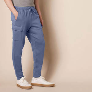Personalizado invierno grueso polar algodón 350gsm en blanco Streetwear Jogger pantalones Raw Edge parte inferior abierta pierna recta pantalones de chándal hombres - Product Image 2