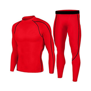 Haute qualité hommes Compression ensemble taille élastique respirant séchage rapide couleur unie entraînement en plein air vêtements de sport - Product Image 1