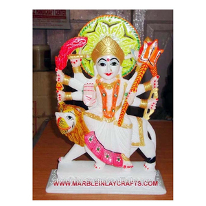 Statue de Durga Maa blanche utilisée pour la décoration intérieure - Product Image 1