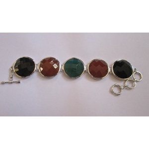 Shah Gems 925 Sterling Silver Fine String <b>Bracelet</b> Natural Multi-<b>Gemstone</b> for Men & Women - Product Image 1
