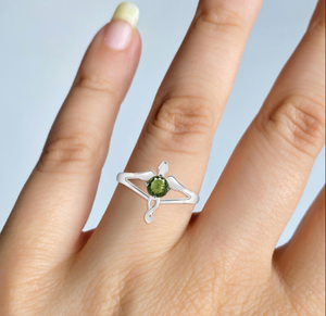 Anillo de piedras preciosas de moldavita Plata de Ley 925 estilo clásico Chapado en plata ajuste de punta regalo de boda de moda para fiestas - Product Image 2