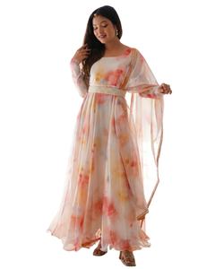 ชุดปาร์ตี้ใหม่ผ้าไหมแก้วมี dupatta พร้อมเข็มขัด fabzone - Product Image 1