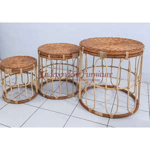 Wholesale Traditional 3-Piece Natural Rattan <b>Console</b> <b>Table</b> Set for Garden Home Living Room or Outdoor for Hotels - Product Image 4