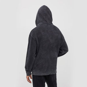 Heavy Weight Regular Fit Men's Zipper-Up Acid Wash Beaded Winter Otoño 100% Cotton Fleece Hoodie - Product Image 2