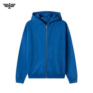 Venta al por mayor de la fábrica personalizada 100% algodón polar Sudadera con capucha cremallera de gran tamaño ropa de calle de alta calidad ropa de invierno con capucha teñido liso - Product Image 5