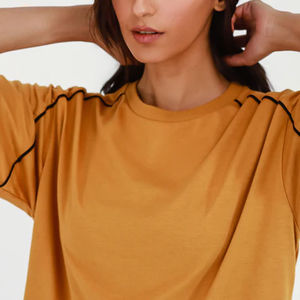 Camiseta de Algodón Grueso Personalizada para Mujer, Color Sólido, Alta Calidad, Manga Corta de Verano, Ajuste Holgado, Básica, Lisa - Product Image 5