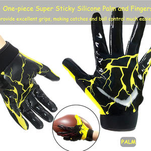 Venta al por mayor de guantes de fútbol americano transpirables impresos personalizados guantes antideslizantes receptores de Palma - Product Image 5