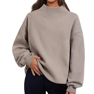 Sudadera con Cuello Alto para Mujer, Invierno, 100% Algodón, Felpa, Ligera, Transpirable, con Logotipo Personalizado, Servicio OEM - Product Image 2