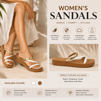Sandales plates en cuir PU pour femmes, vente en gros, sandales d'été, semelle antidérapante en TPR, tongs de plage tendance pour femmes, logo personnalisé OEM