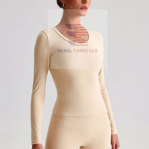 Hauts de blouse médicale en tricot respirant à manches longues, col rond, ajustés, unisexes, pour l'hôpital - Product Image 6